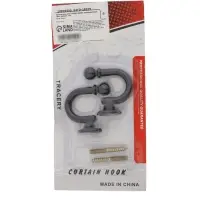 Крючок для штор ТУНДРА KS003, однорожковый, цвет черный, 2 шт