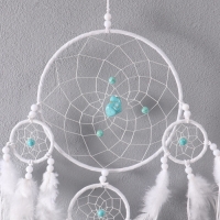 Ловец снов "Оберег с камнем Бирюза" белый 35х66 см Ловец снов "Оберег с камнем Бирюза" белый 35х66 см