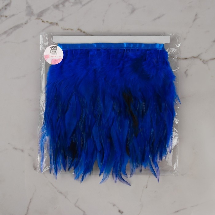 Тесьма с перьями петуха, 10-15 см, 5 &plusmn; 0,5 м, цвет синий