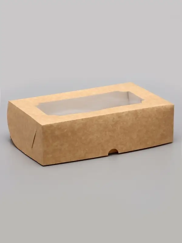 Коробка складная с окном под зефир, крафт, 25&times;15&times;7 см