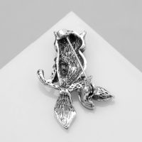 Брошь &laquo;Сова на ветке&raquo;, цвет голубой в чернёном серебре