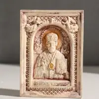 Икона с подвесом "Николай Чудотворец"  размер 12х9х2 см,гипс, роспись