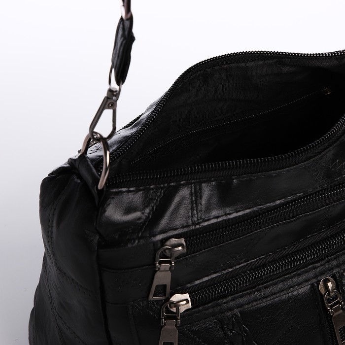 Сумка женская на одно плечо, на молнии, цвет чёрный Сумка женская на одно плечо, на молнии, цвет чёрный