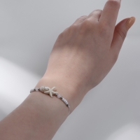 Браслет ассорти на нити &laquo;Ракушка&raquo; звезда морская, цвет бежевый в серебре