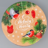 Коробка подарочная круглая &laquo;Новогодняя ботаника&raquo;, 14.5 х 22.6 см, Новый год