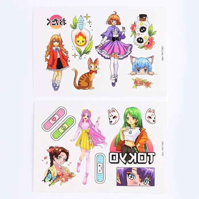 Переводные татуировки детские &laquo;Девочки&raquo;, тату &mdash; 17 шт.