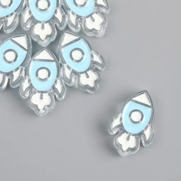 Бусина для рукоделия и плетения &laquo;Арт Узор. Голубая ракета&raquo;, пластик, 0.8&times;2.2&times;3.2 см