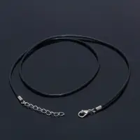 Шнурок каучуковый, неполый, 55 см, d=2 мм, чёрный в серебре