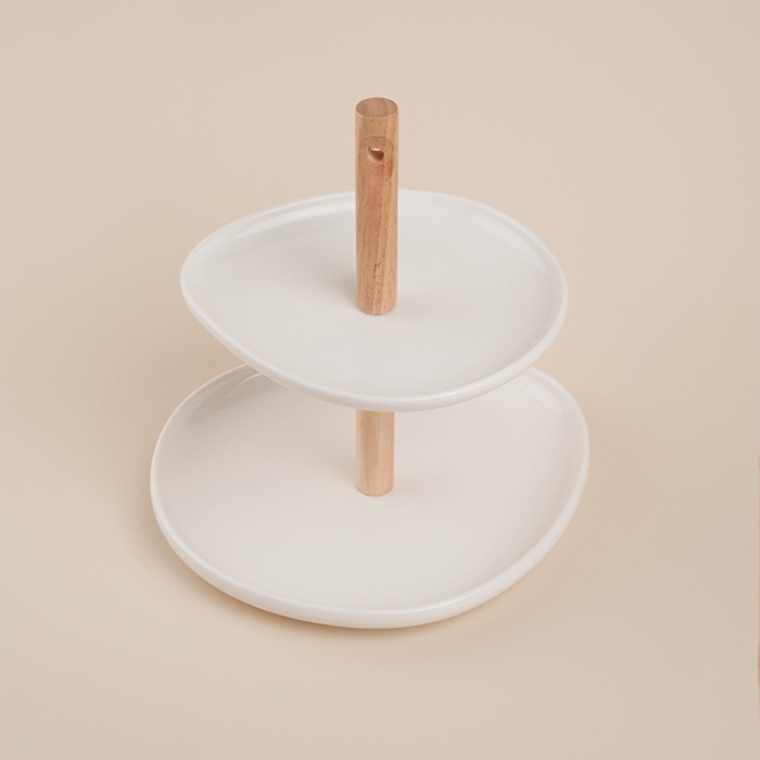 Этажерка - фруктовница круглая SL Home &laquo;Тренто&raquo;, 2 яруса, фарфор, цвет белый