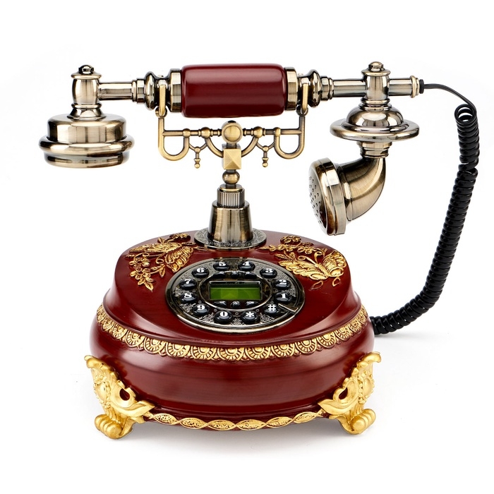 Ретро-телефон "Бабочка", 23 х 26 см, коричневый