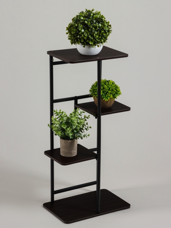 Подставка для цветов Greengo, 4 полки, 36 &times; 23 &times; 74 см, напольная, каркас металл, полки МДФ, чёрная