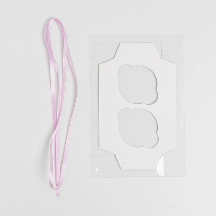 Коробка для капкейков, кондитерская упаковка с PVC крышкой, 2 ячейки, &laquo;8 марта&raquo;, 16 х 8 х 10 см