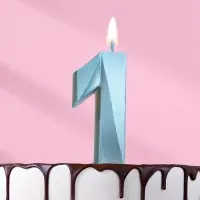 Свеча в торт &laquo;Цифра 1&raquo;, голубая, 6.5 см