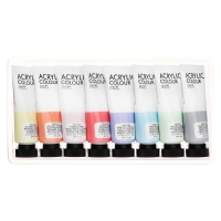 Краска акриловая в тубе, набор 8 цветов х 22 мл, BRAUBERG HOBBY, пастельные оттенки, 192406