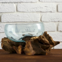 Вазон стекло на дереве "Забота" 20х25х25 см, МИКС