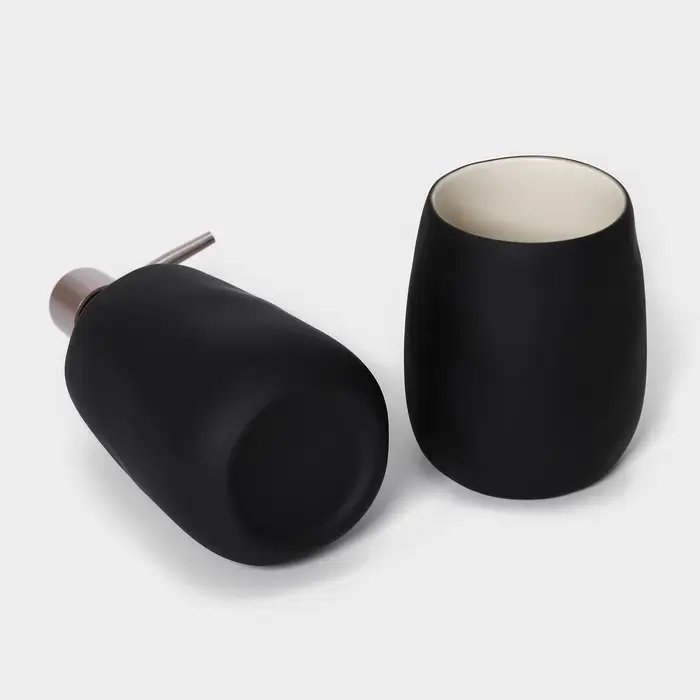 Набор для ванной SAVANNA Soft, 2 предмета (мыльница, стакан), цвет чёрный
