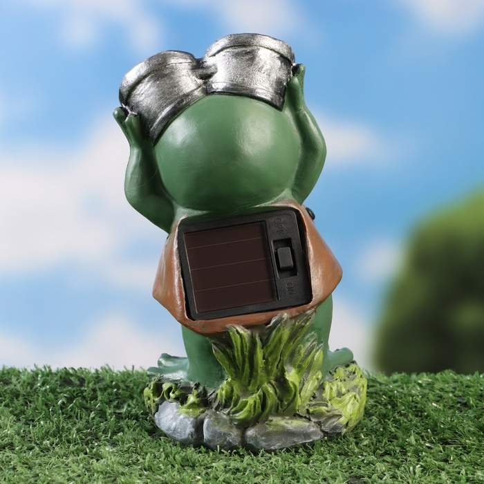 Садовый фонарь "Лягушонок с биноклем" 7х8х15см