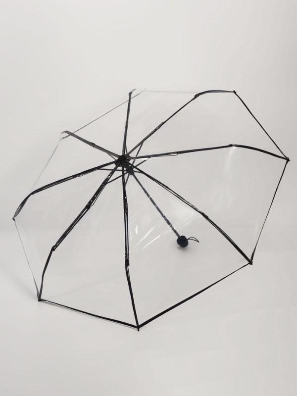 Зонт мех R48/53 8сп 3 сл ПВХ ОДНОТОН круглая ручка черный шильд QF