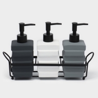 Набор дозаторов для ванной "Геометрия", 3 предмета с подставкой