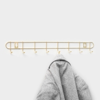 Вешалка настенная Доляна &laquo;Лайт&raquo;, 10 крючков, 43&times;5&times;3 см, золотая