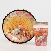 Набор бумажной посуды "Зверюшки", набор 12 шт.