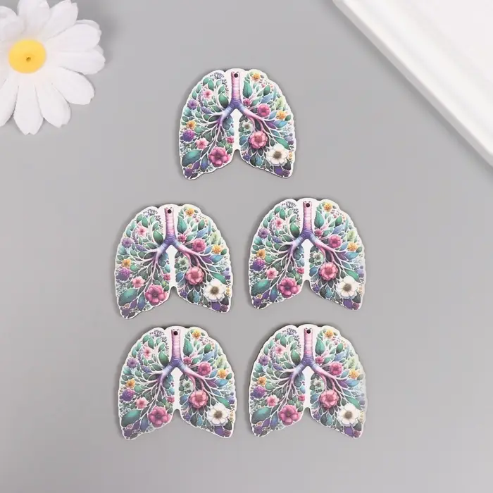 Декор для творчества дерево "Лёгкие. Цветы" 4,2х4,4х0,3 см