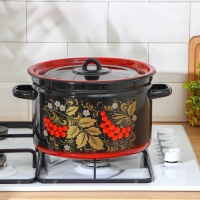 Кастрюля эмалированная &laquo;Рябина&raquo;, 7 л, цвет черный