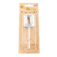 Свеча в торт на шпажке &laquo;Алмаз&raquo;, цифра 0, серебряная, 5&times;2.6 см