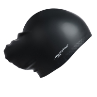 Шапочка для плавания силиконовая для длинных волос, цвет черный