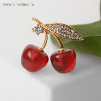 Брошь &laquo;Вишни&raquo; наливные, цвет красно-белый в золоте