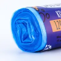 Мешки для мусора 120л, ПНД, толщина 15 мкм, 10 шт в рулоне, цвет синий