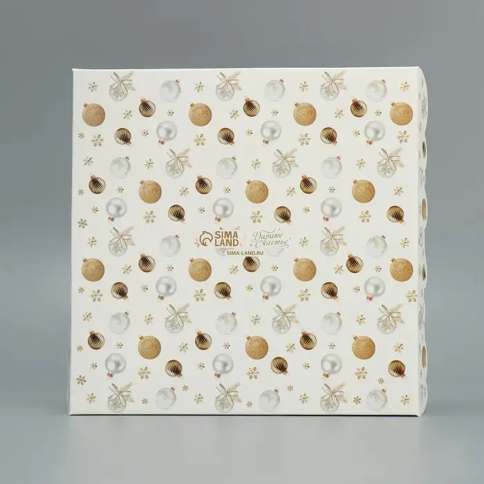 Коробка для кондитерских изделий с пластиковой крышкой &laquo;С Новым годом&raquo;, 21 х 21 х 3 см