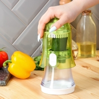 Овощерезка Доляна, 2 сменные насадки, съёмный пушер, 10,6&times;10,6&times;16,6 см, цвет зелёный, белый