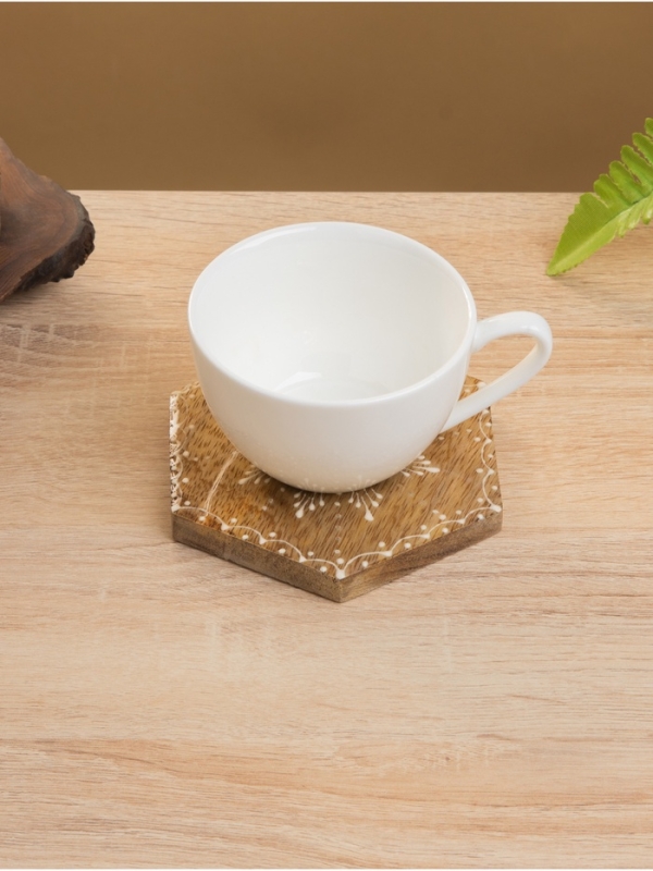 Подставка под горячее (набор 4 шт) "Пряник" дерево манго 15х13х5 см