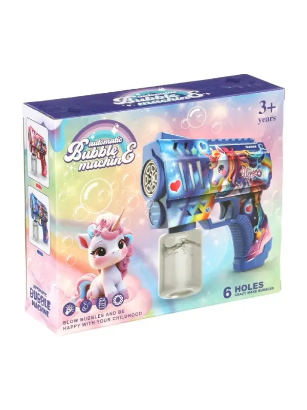 Генератор мыльных пузырей "Единорожка",световые эффекты, работает от батареек