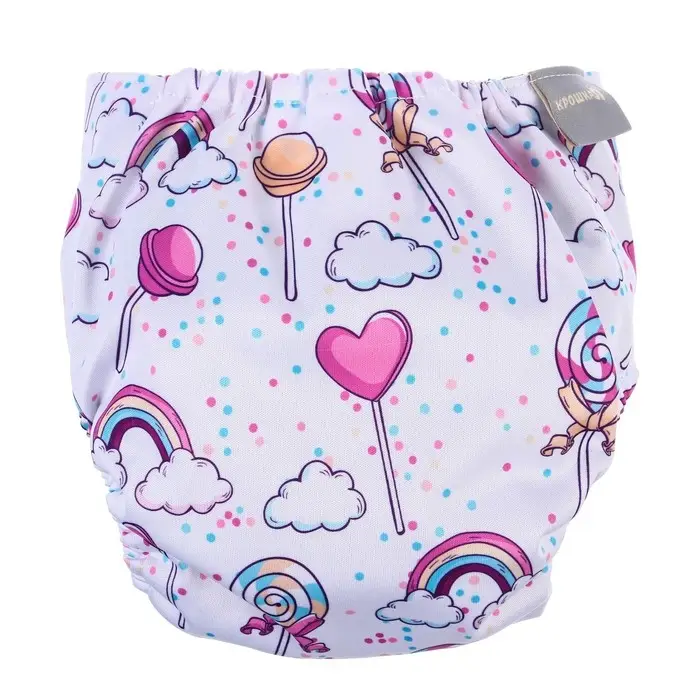 Многоразовый подгузник &laquo;Карамельки&raquo;, 3-15 кг, угольно-бамбуковая ткань, Крошка Я