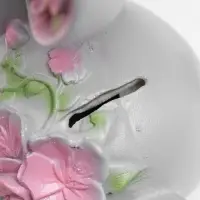 Копилка "Зайка с цветами" серая 20х20х10см