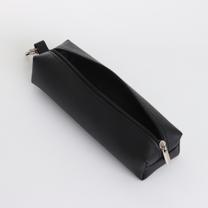 Ключница на молнии, длина 16 см, кольцо, карабин, цвет чёрный