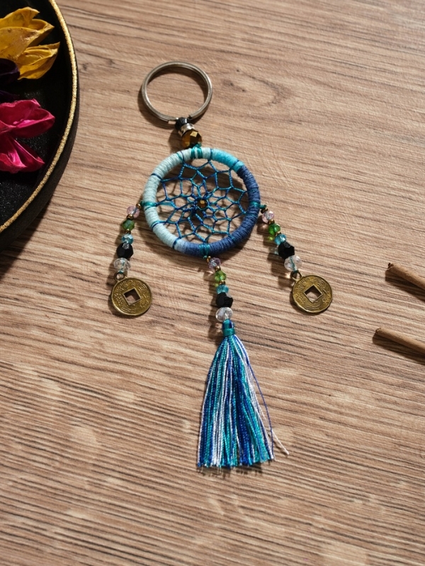 Брелок "Ловец снов" 4х15 см. сине-голубой