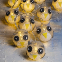 Гирлянда &laquo;Нить&raquo; 2 м с насадками &laquo;Сова&raquo;, IP20, прозрачная нить, 10 LED, батарейки AAх2 (нет в комплекте), свечение тёплое белое