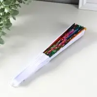 Веер пластик, текстиль "Пластилиновые цветы" МИКС 23 см