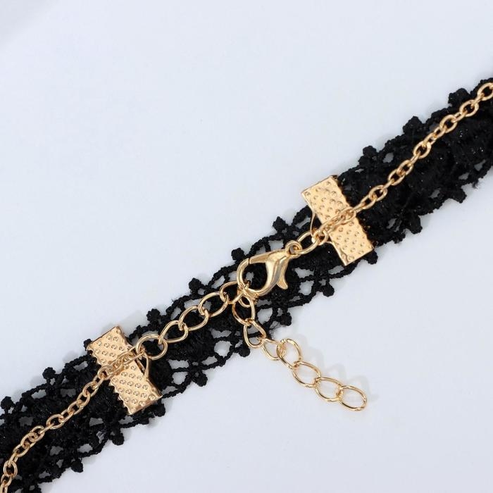 Чокер &laquo;Бусинка&raquo; кружево, цвет бело-чёрно-золотой, L=30 см