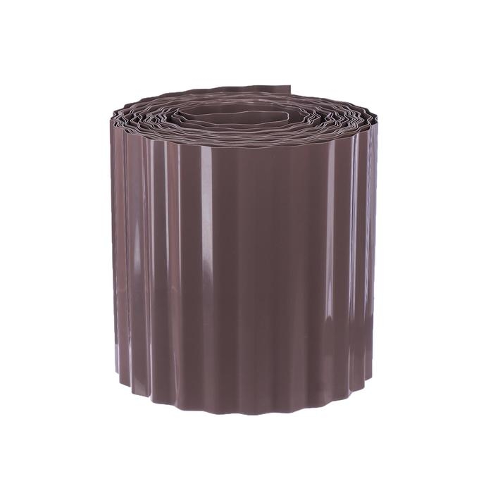 Лента бордюрная, 15 см &times; 9 м, толщина 0.6 мм, пластиковая, гофра, темно-коричневая, Greengo