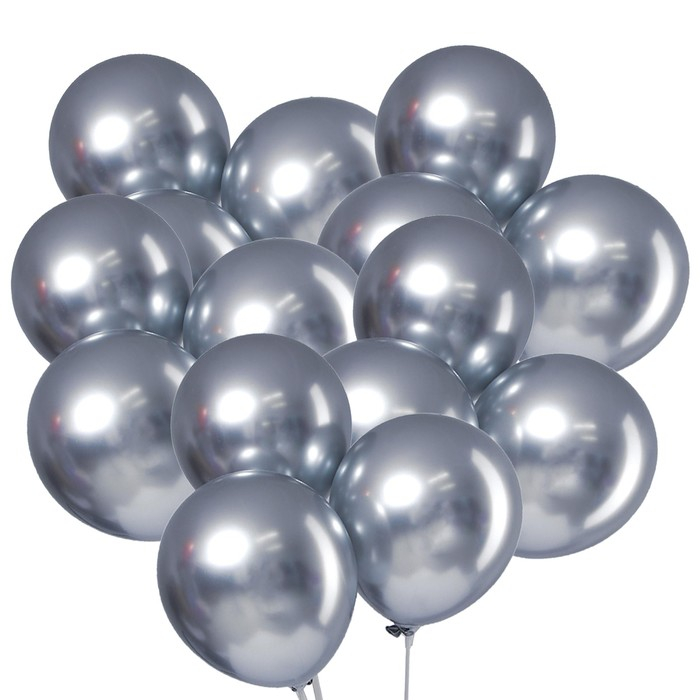 Шар латексный 9 Шар латексный 9" «Хром», металл, набор 100 шт., цвет серебряный