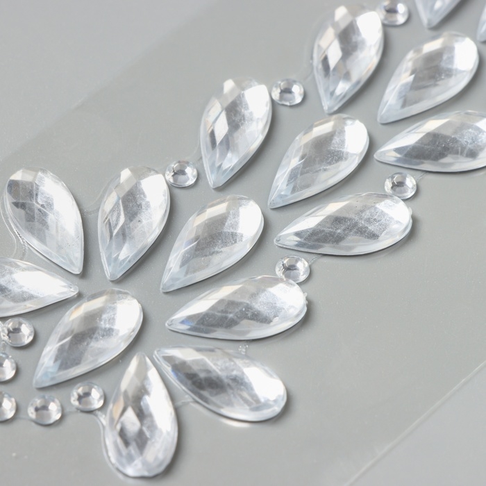 Наклейка пластик стразы "Фонтан" зеркальное серебро 25х8,5 см