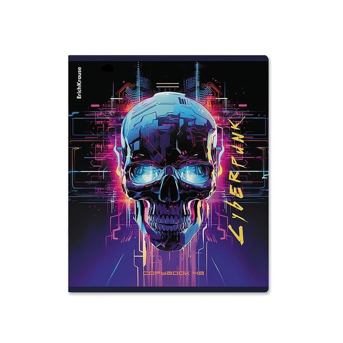 Тетрадь 48 листов в клетку, ErichKrause Cyberpunk, обложка мелованный картон, металлизированная ламинация, твин-лак, блок офсет 100% белизна, МИКС Тетрадь 48 листов в клетку, ErichKrause Cyberpunk, обложка мелованный картон, металлизированная ламинация, твин-лак, блок офсет 100% белизна, МИКС