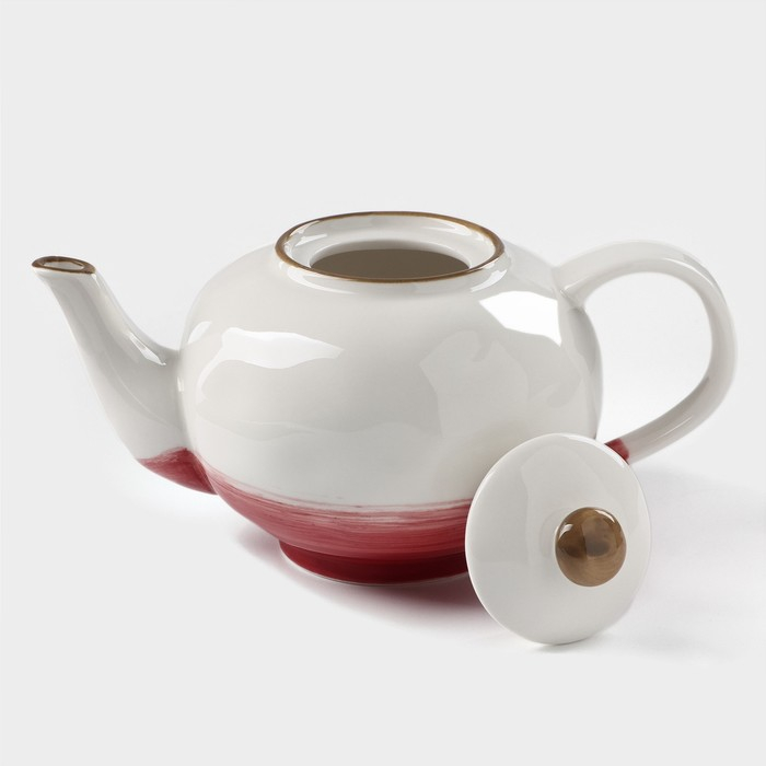 Чайник фарфоровый заварочный Доляна &laquo;Космос&raquo;, 600 мл, цвет красный