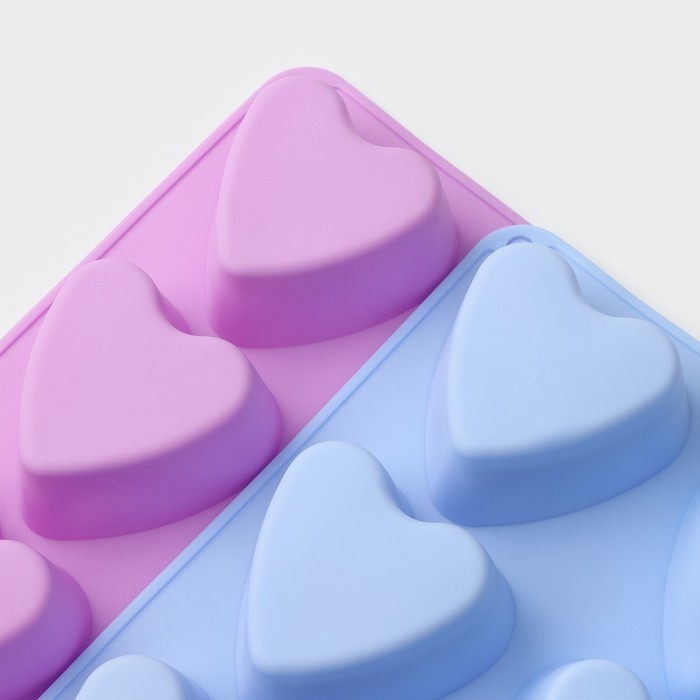 Форма для выпечки Доляна &laquo;Сердце&raquo;, силикон, 31&times;16 см, 8 ячеек (7&times;6,8 см), цвет МИКС