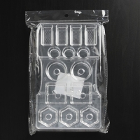 Форма для конфет и шоколада &laquo;Ассорти&raquo;, 14 ячеек, 20&times;12&times;2,5 см, цвет прозрачный