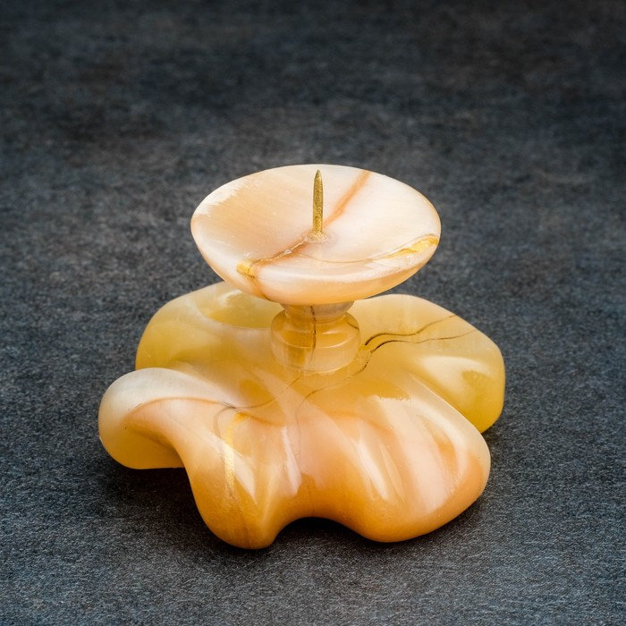 Подсвечник "Маргаритка" с каменной чашкой, 4,5х6 см, селенит